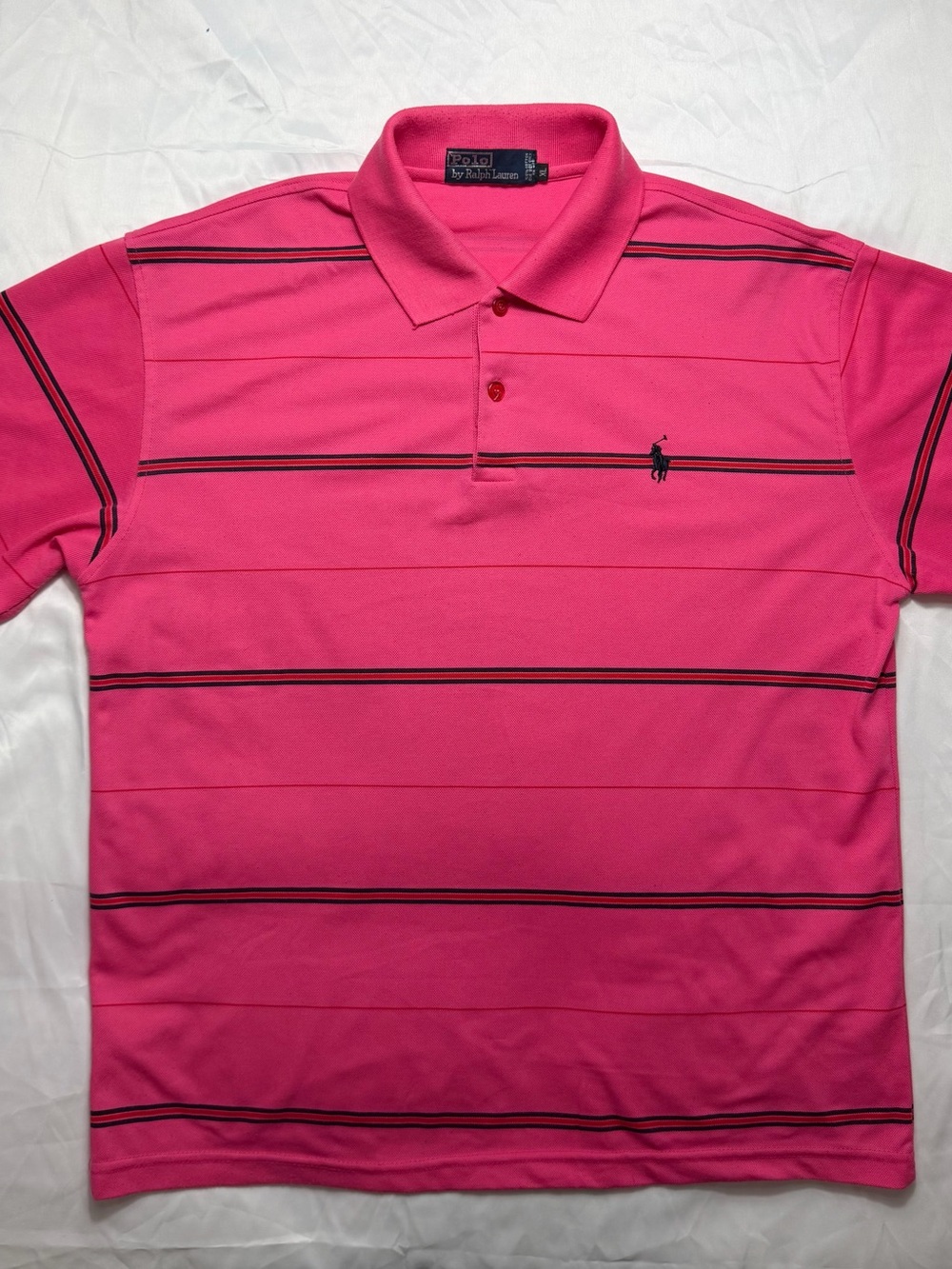 Ralph Lauren Men's Hot Pink Polo with Black Stripe Detail